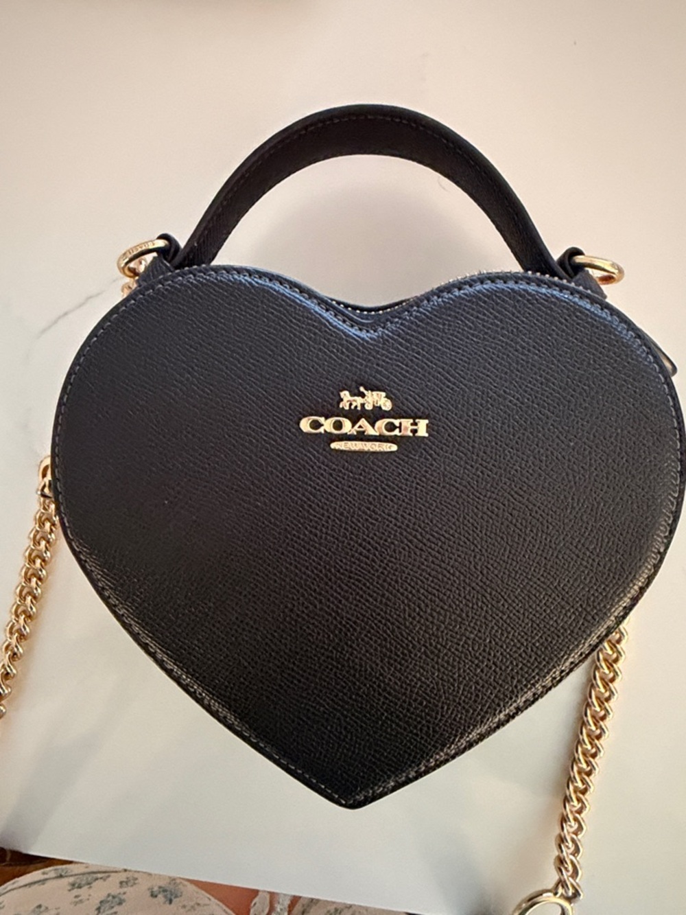 Coach Black Heart Mini Bag with Gold Hardware